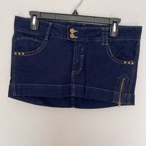BK Jeans Dark Blue Denim Mini Skirt